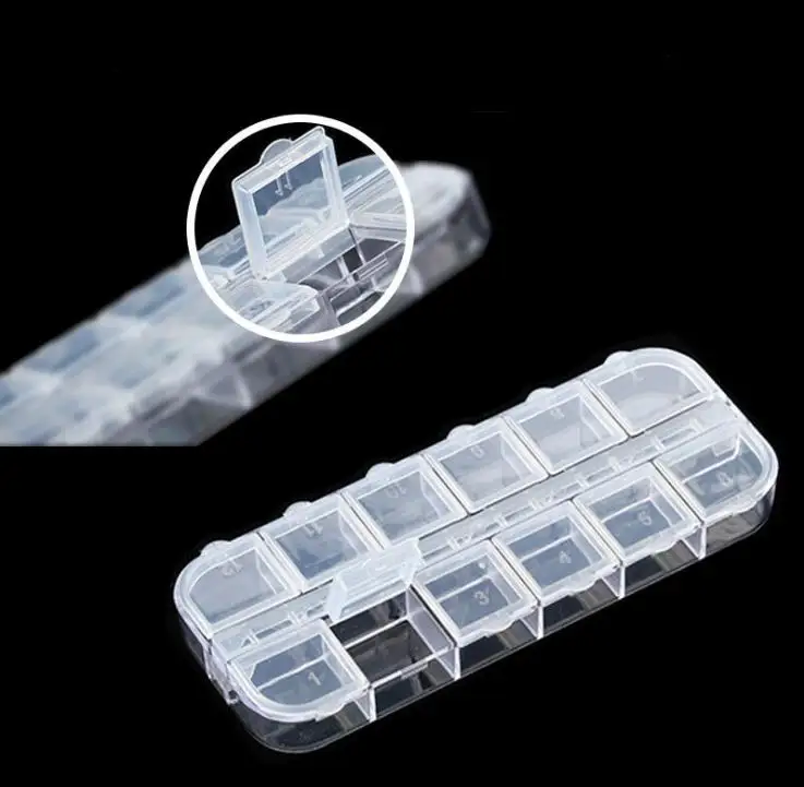 Wholesale 600pcs Storage Box Case for False Nails Eyelashes Scrapbooking Buttons Rhinestones Gems 12 Cell Jewlery Organizers SN