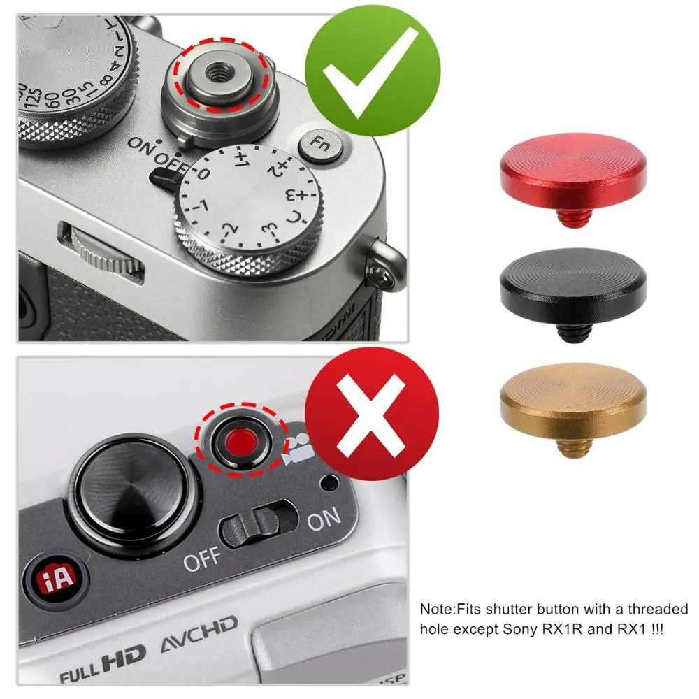 Concave Surface Pure Copper Baking Varnish Camera Shutter Release Button for Leica/Canon/Nikon/Fujifilm XT20 X-T2 X100T X-T10