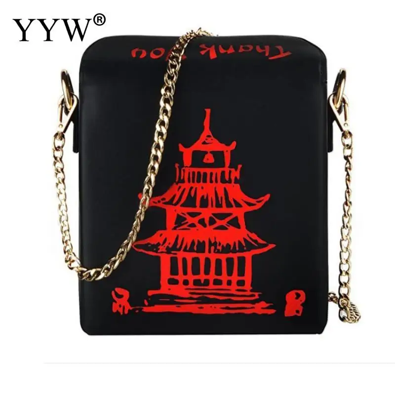 

Chinese Takeout Box Tower Print PU Leather Handbag Designer Lady Novelty Cute Female Girl Shoulder Tote Bag for Women Trend 2024