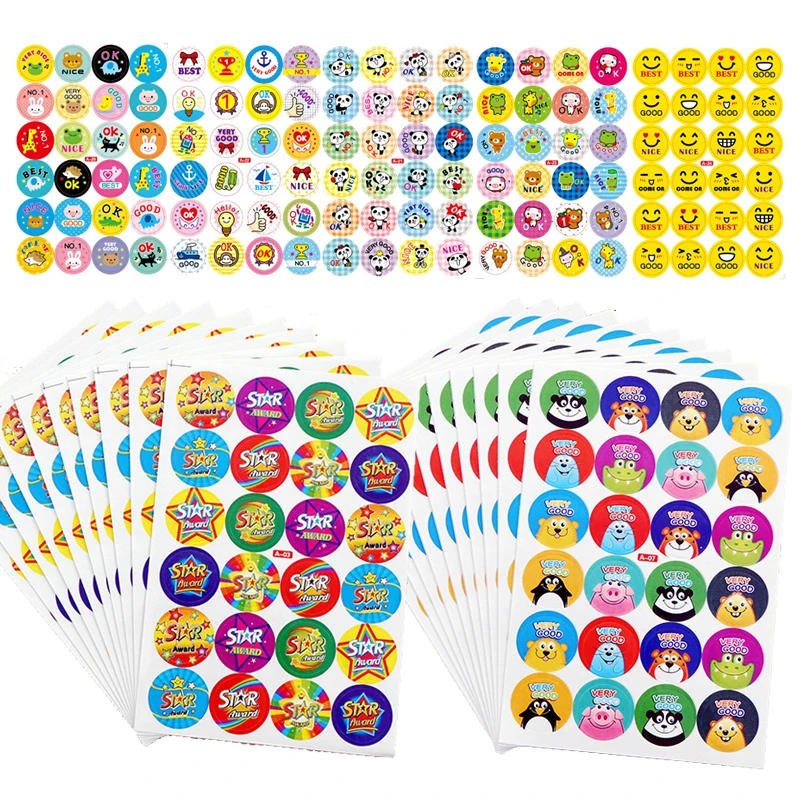 480pcs Reward Stickers for Kids Animals Cartoon Classic Toys School Reward Students Teachers Cute Stickers Labels Various Styles