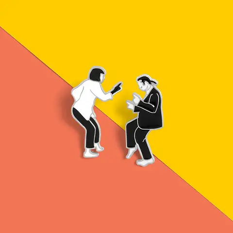 Pulp kurgu emaye pimleri disko Impromptu salıncak dans broş rozetleri moda film Pin arkadaşlar için hediyeler