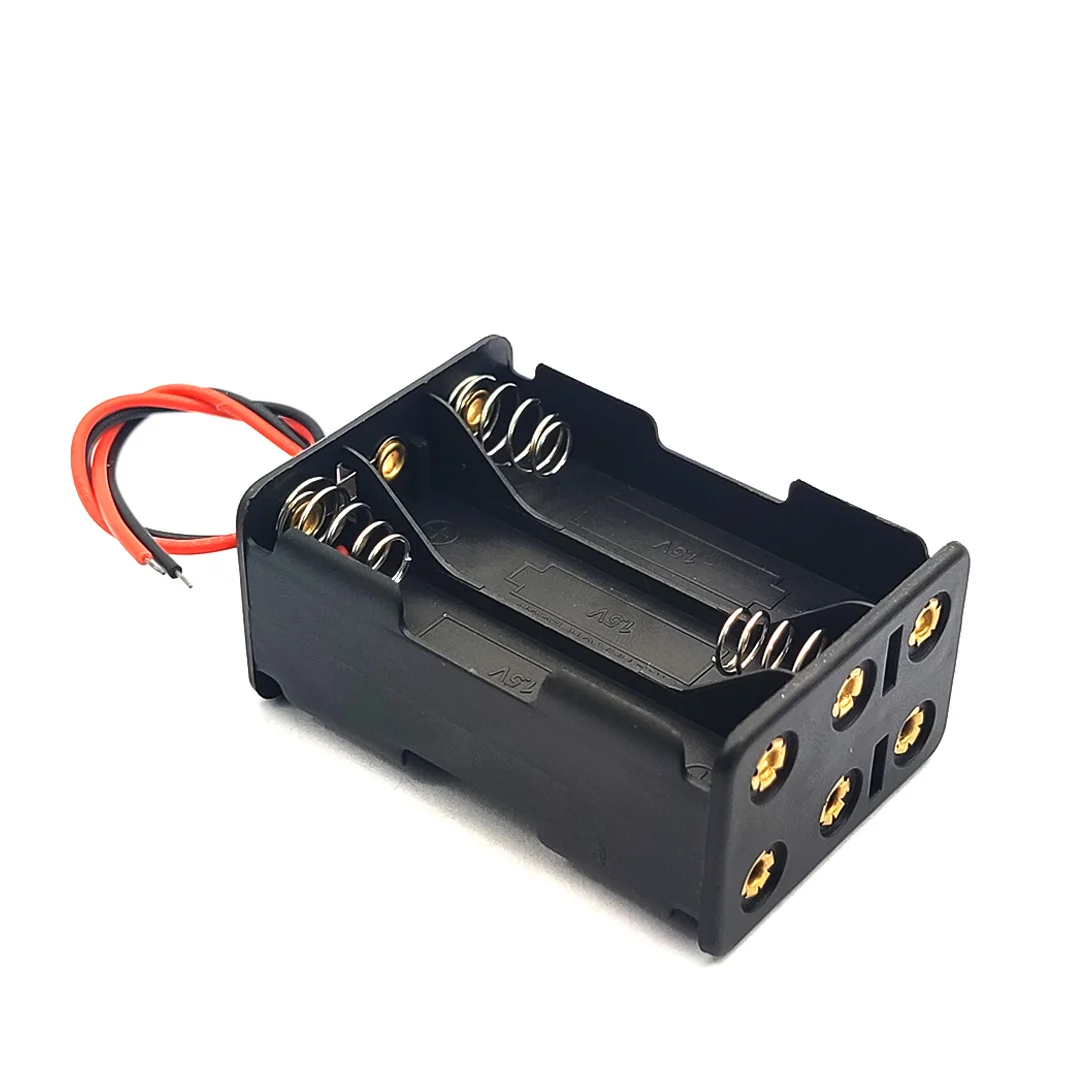 6 AAA 9V Battery Box Holder Back To Back 6AAA Battery Case AAA Storage Box With Wire Leads