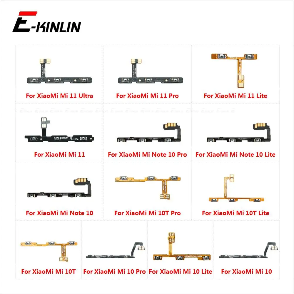 Switch Power ON OFF Button Flex Cable Ribbon For XiaoMi Mi 11 Note 10 10T Lite Pro Ultra Mute Silence Volume Key Repair Part