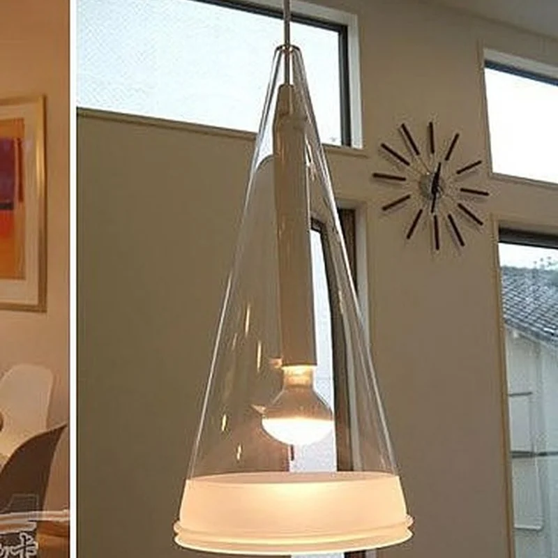 AC100-240V D16 X 22cm transparent glass shade cone cone lamp chandelier modern dining room living room study lamp E14