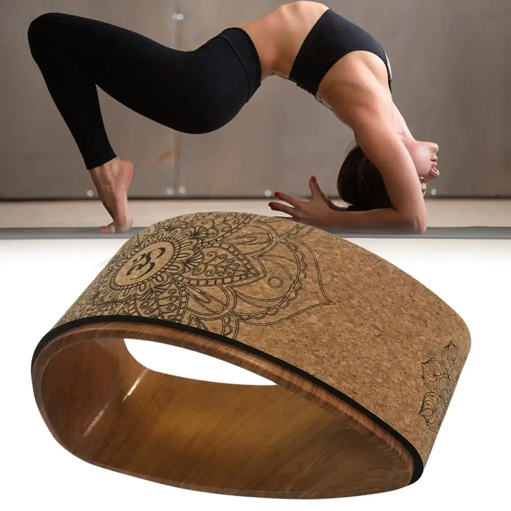 Yoga Wheel Bent Back Stretch Natural Cork Yoga Wheel Cork Solid Fitness Wheel Pilates Ring Sturdy Wheel Yoga Training