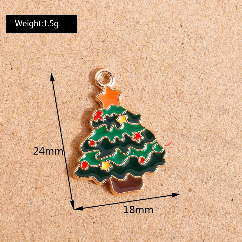 10 Stück Mix süße Emaille-Weihnachtsanhänger für die Schmuckherstellung, Weihnachtsbaum, Hirschglocke, Charms-Anhänger für Halsketten, Ohrringe, Geschenke – Detail 36