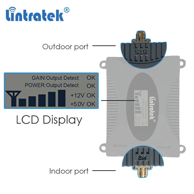 Lintratek 1800mhz 4G Signal Amplifier LTE 1800 GSM 900mhz 3G WCDMA 2100 Sound Booster Repeater 2G 3G 4G Yagi Antenna 10M kit LCD