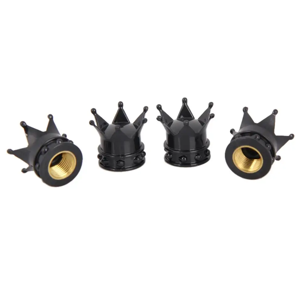 4Pcs Crown Shape Wheel Tire Air Valve Stem Caps Auto Stem Air Valve Dust Covers Auto Truck Car Motocycle Bike Dustproof Caps