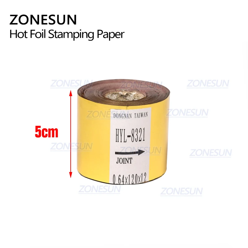 ZONESUN 5cm Gold Silver Red Rose Hot Stamping Foil Paper Transparent Color width/Roll Customized Size DTY Brass Mold Foil 120m