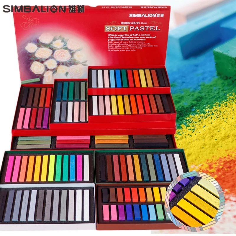 Imagem -04 - Simbalion-pastéis Macios Giz Varas Lápis de Cera Desenho Esboço Mancha Cores Sobrepostas Grafite Não Tóxico Preto Branco Pcs Conjunto