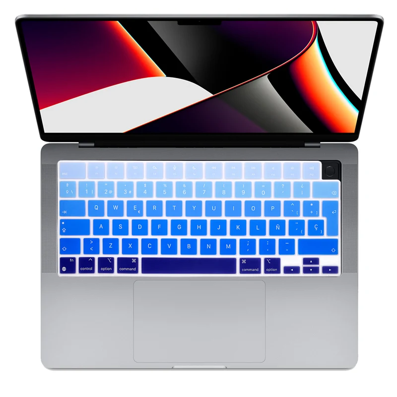 Cover arcobaleno spagnola ue per Macbook Pro 14 2021 M1 A2442 Pro14 Cover per tastiera spagnola ue in silicone per Macbook Pro14 A2442 Skin