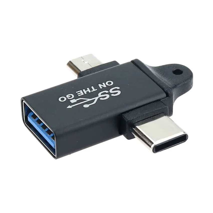 YuXi 100pcs USB 3.0 Female To Micro USB & USB C Type-C Male 2 in 1 OTG Adapter Data Cable Connector Converter