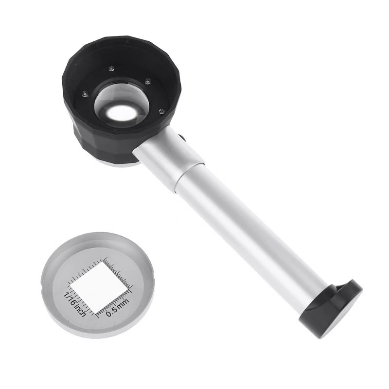 30X Illuminated Handheld Magnifying Glasses Lupas with Measure Scale LED UV Light for Textile Jewelry Coins Identification