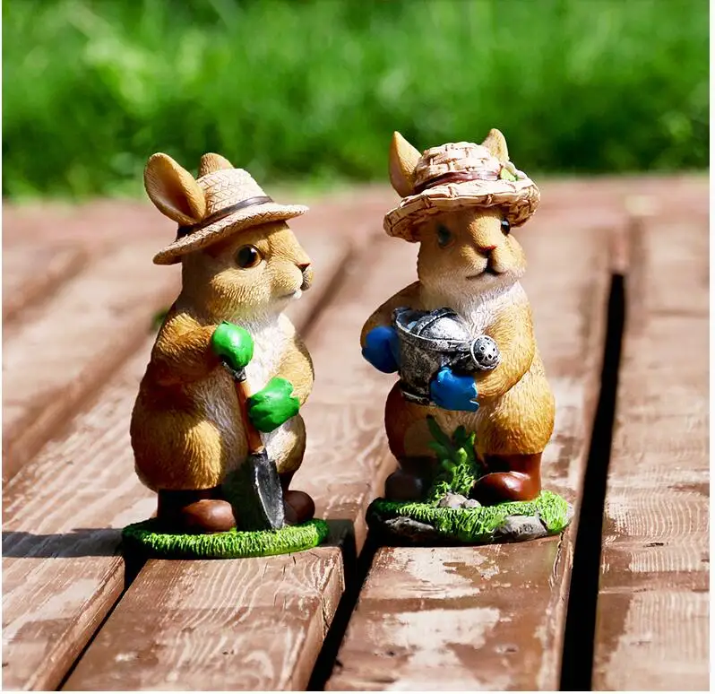 

Pastoral Simulation Animal Resin Rabbit Cute Sculpture Ornaments Outdoor Garden Lawn Figurines Crafts Courtyard Villa Decoration