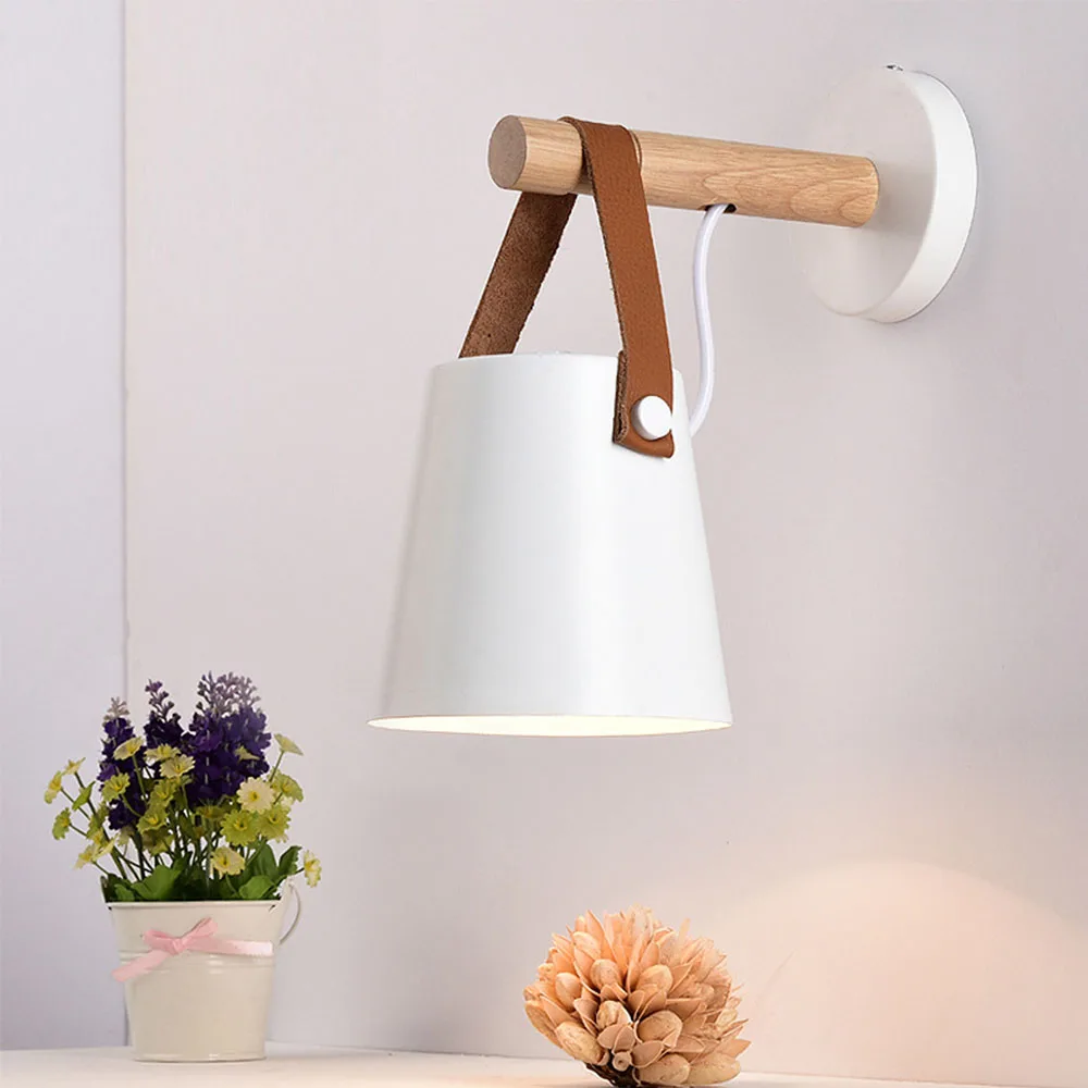 Lámpara de pared de madera para el hogar, candelabro de iluminación Interior para sala de estar, lámparas de pared de cama modernas nórdicas con