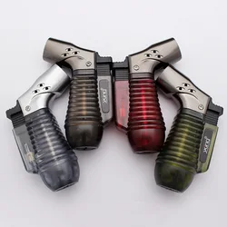 Windproof Blue Flame Cigar Lighters Mini Triple Torch Jet Lighter Butane Fuel Visible Smoking Gadget