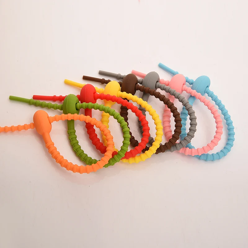 Candy Color Self Locking Multifunctional Silicone Ties, Cable Headset, Data Line, Wire Binder, Safe, Reusable, 8 Pcs, Lot