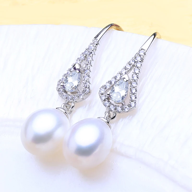 FENASY Natural Freshwater Pearl Earrings For Women Trendy 925 Sterling Silver Long Earrings Luxury Wedding Engagement  Jewelry image 2
