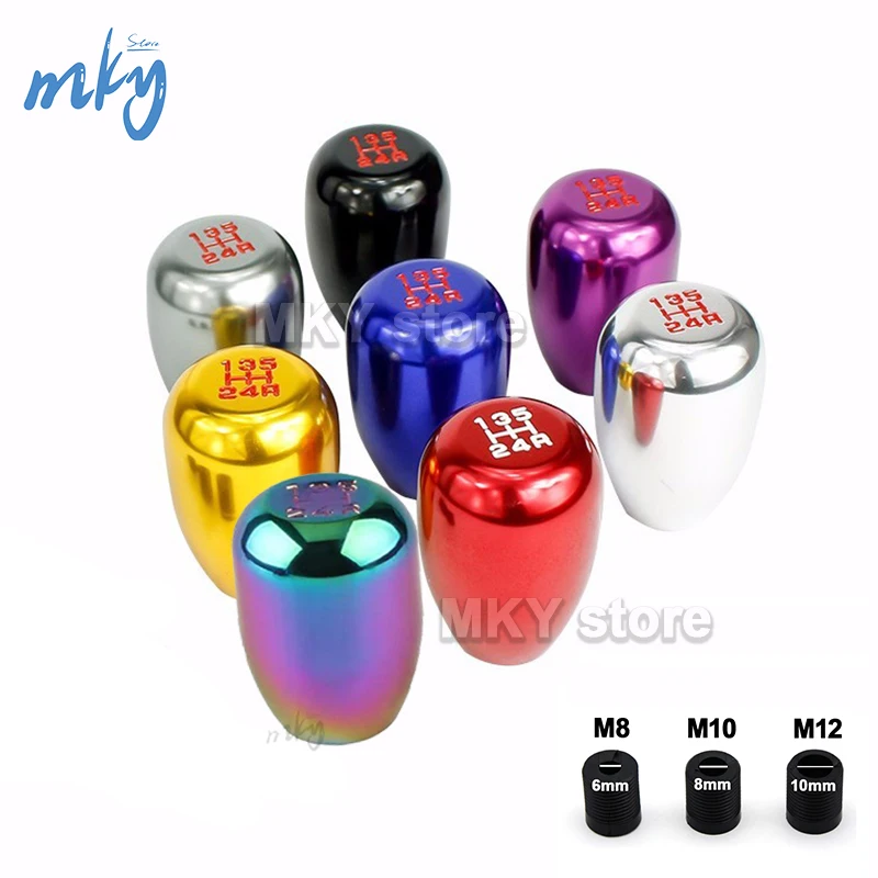 

5 Speed Car Gear Shifter Knob Aluminum Manual Transmission Gear Shift Knob Shift Lever Automatic M8 M10 M12 Universal