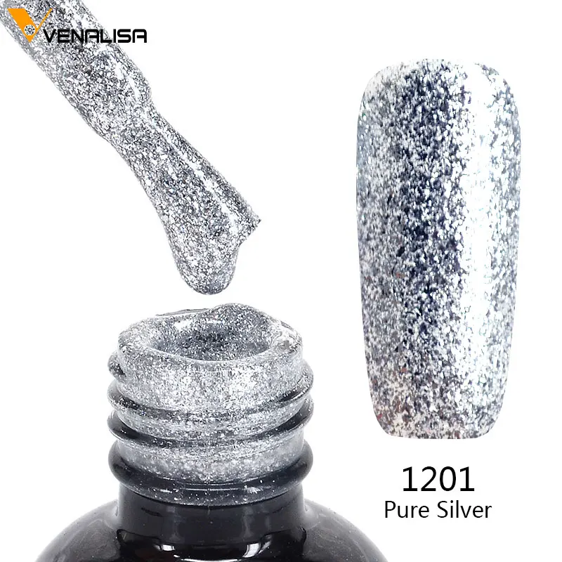 Venalisa 12ml Nagelkunst-Gel-Lack Super Glänzender Diamant-Glitter Pailletten-Sternenhimmel Platin-Emaille für Perfekte Maniküre – Detail 6