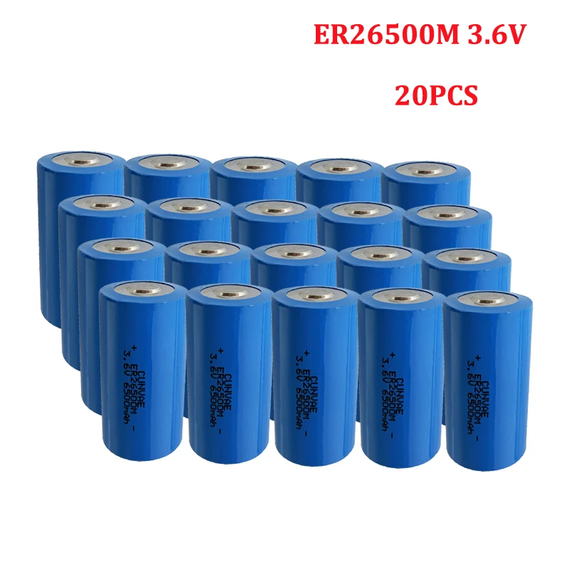 20PCS ER26500M ER26500 3.6V Type C gas meter lithium battery Flowmeter natural gas Water meter batteries 26500 6500mAh