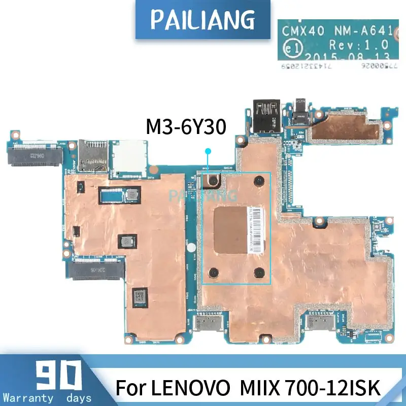 

PAILIANG Laptop motherboard For LENOVO MIIX 700-12ISK Mainboard 5B20K81532 NM-A641 Core SR2EH 6Y75 8G TESTED DDR3