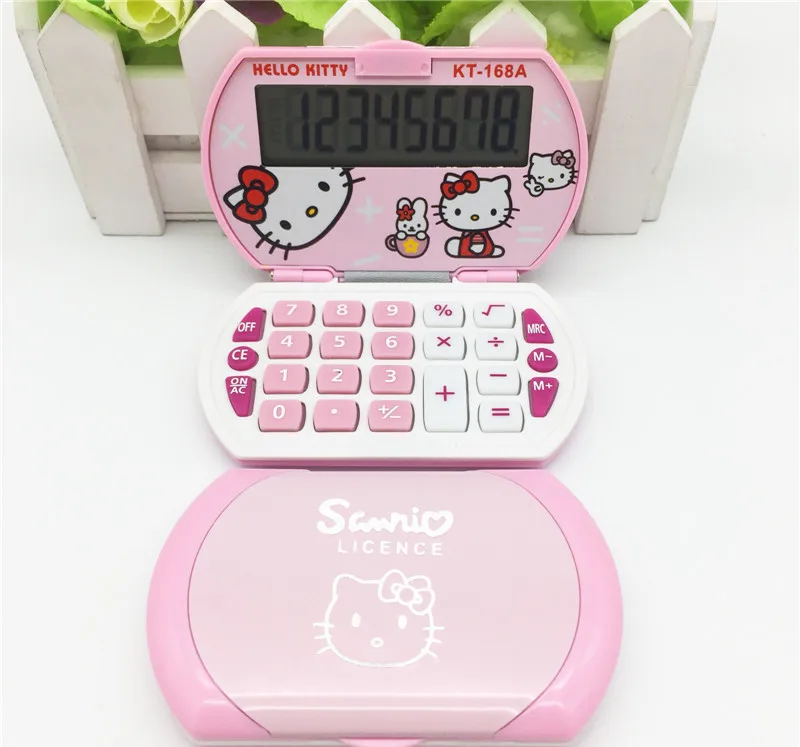 8-digit extra large display Pocket flip Head cute cartoon Calculator Portable Carry Fold Mini Calculator for Girls