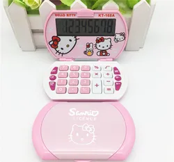 Mini calculadora portátil de dibujos animados para niñas, de 8 dígitos Pantalla extragrande, cabeza abatible de bolsillo, Linda, plegable