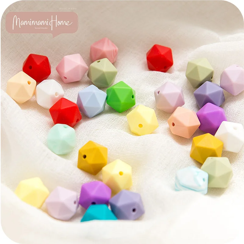 14mm 10pcs Silicone Octagon Beads Baby Teething Bead DIY Necklace Nursing Bracelet Baby Teethers Food Grade Tiny Rod Gift