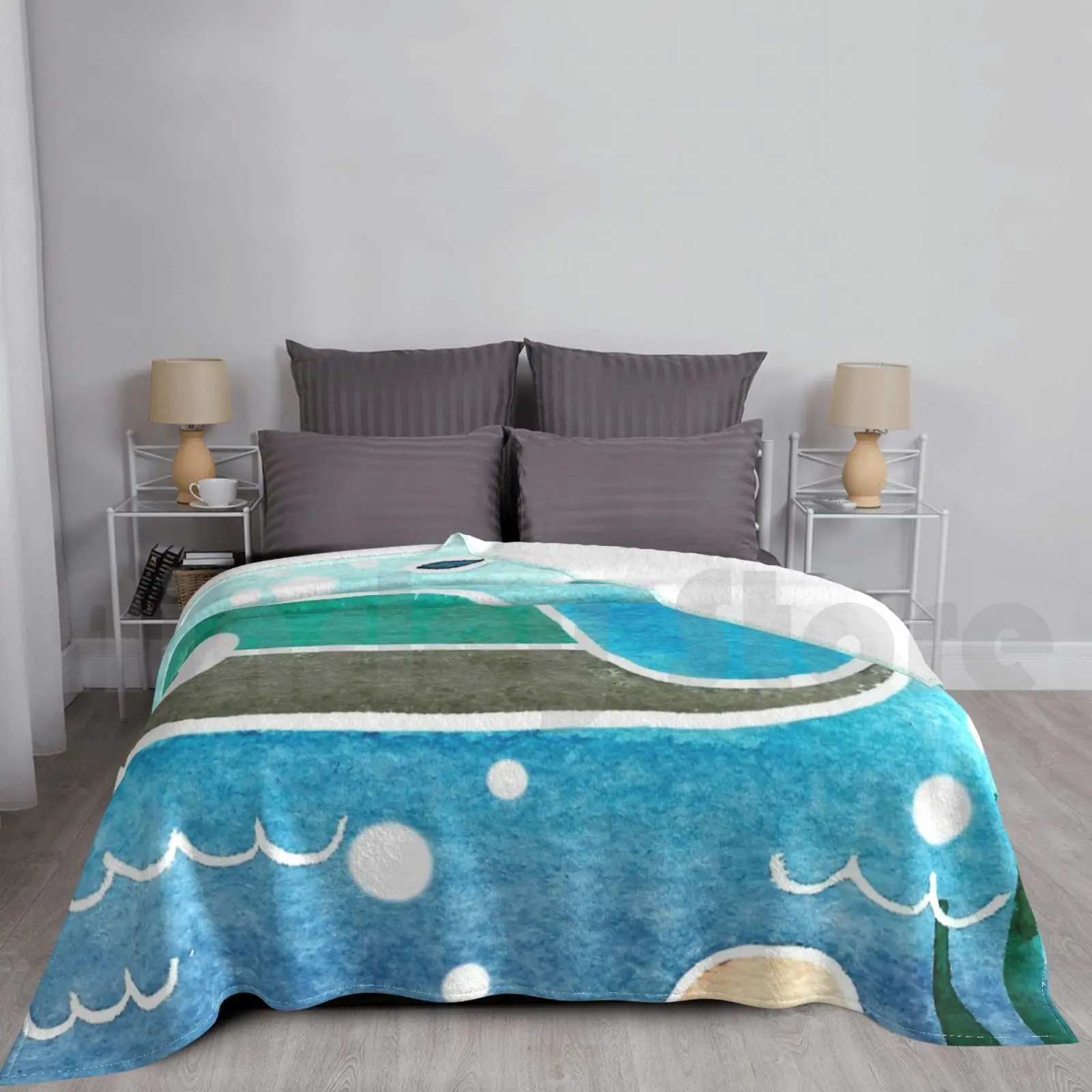 Under The Ocean Blanket For Sofa Bed Travel Ocean Sea Marine Marine Animals Whale Crab Fish Shell Marine Fauna