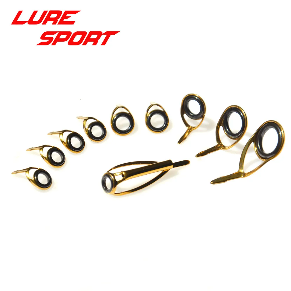 

LureSport 10pcs Gold Steel frame Guide set KT6 KL12 guide MN5 Rod Building component Repair DIY Accessory