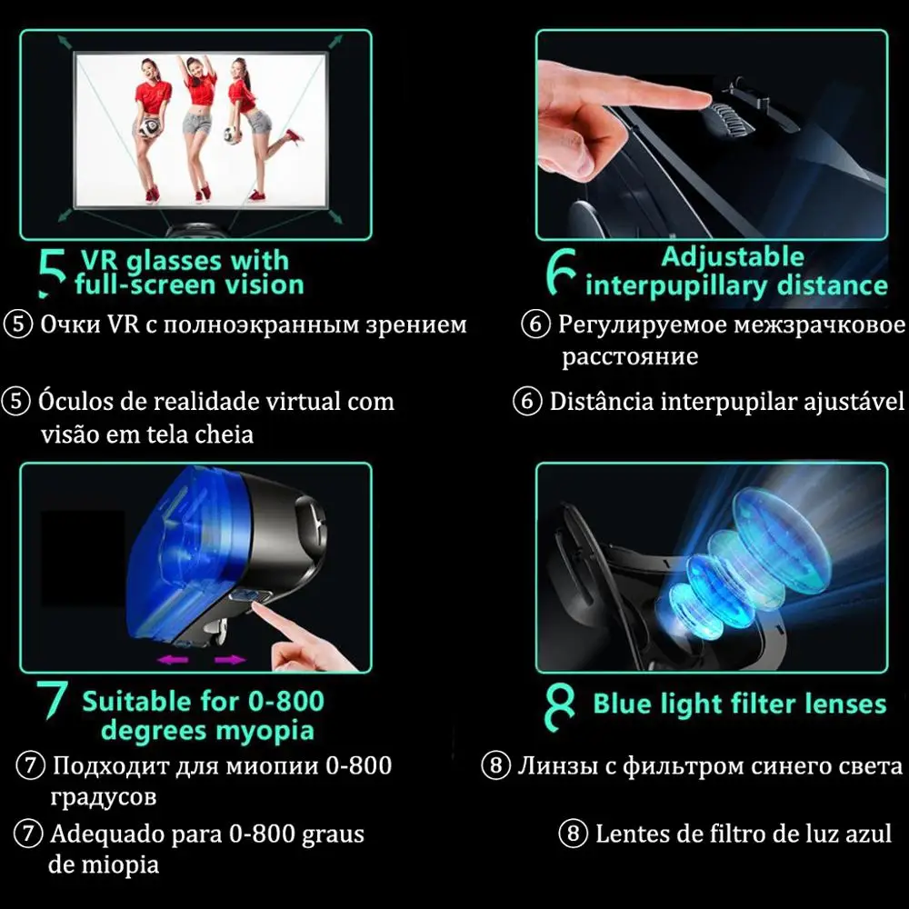 Realidade virtual 3d vr óculos fone de ouvido capacete inteligente para smartphones lentes do telefone móvel com fone de ouvido controlador viar binóculos