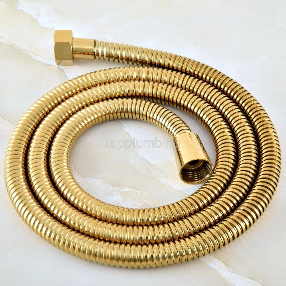 

1.5M Gold Color Brass Shower Head Hose Pipe Bathroom Shower Hoses 1/2'' tba134