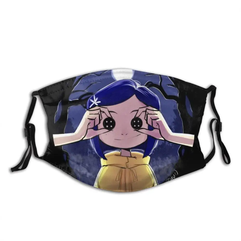 

Coraline Print Washable Filter Anti Dust Mouth Mask Coraline Neil Gaiman Book Stop Motion Movie Terror Scary Dark Horror