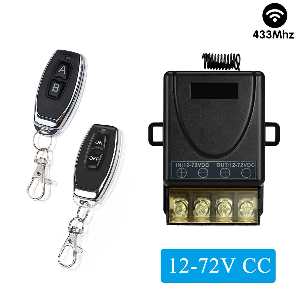 WenQia-interrupteur 12v 433mhz commutateur de télécommande sans fil dc 24v 36v 48v 60v 72v 30a module récepteur relais et émetteur pour domotique, voiture, lumière, bricolage électronique, plafond