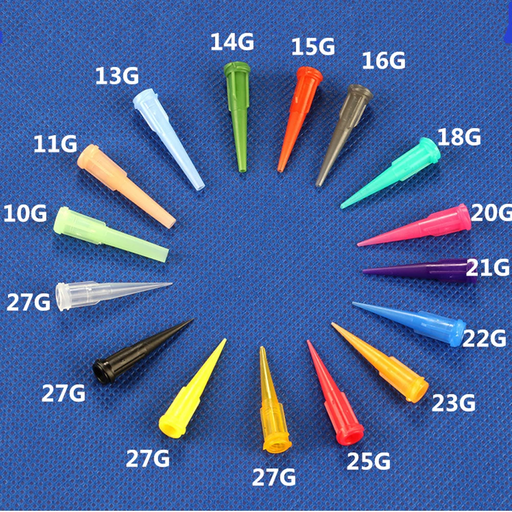 100pcs 10G to 30G TT Dispensing Glue Tips Assorted Plastic Conical Smoothflow Tapered Needle for Kinds of Glue Liquid Dispensing