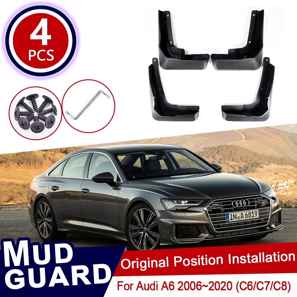for Audi A6 Sedan Saloon C6 C7 C8 2006~2020 Car Mud Flaps Front Rear Mudguard Splash Guards Fender Mudflaps Flap 2012 2014 2016