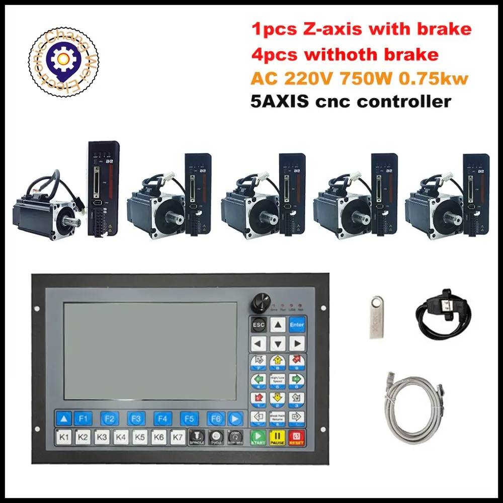 

CNC offline controller DDCSV3.1 upgrade DDCS-EXPERT 5axis 1MHz ATC G-Code Wifi engraving machine+AC 220V 750W servo motor kit