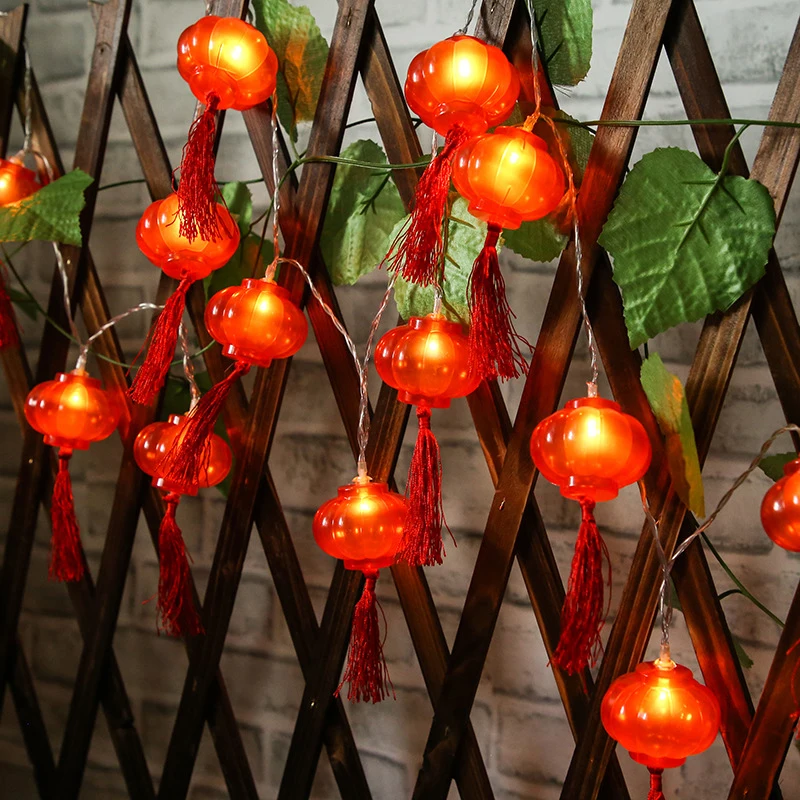 2022 Chinese New Year Lantern Decoration For Home 10LED Red Lantern Spring Festival Holiday Supplies Lamp Layout Lights Festive