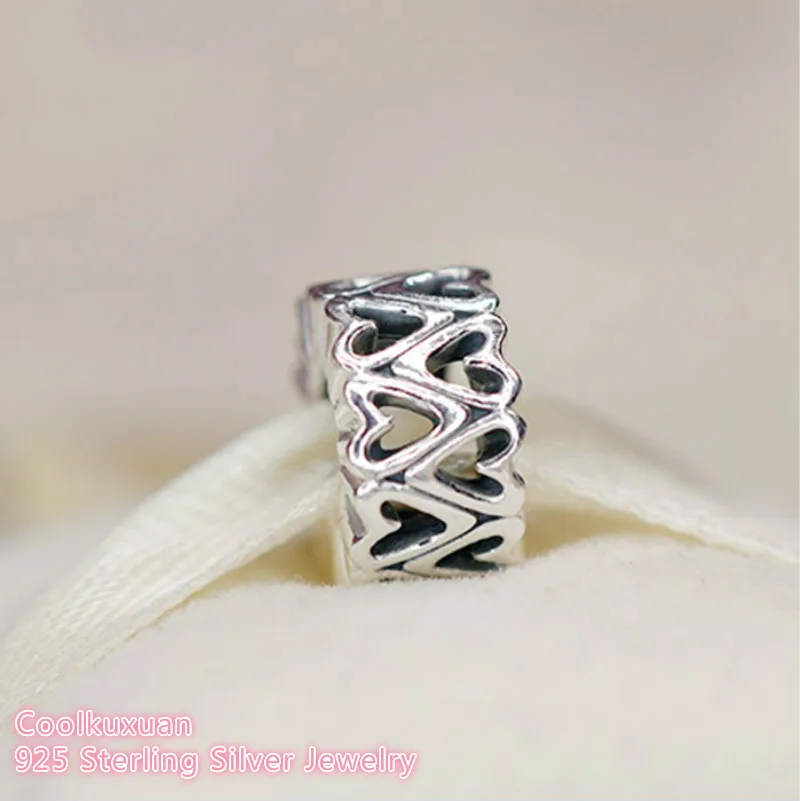 

Mother's Day 100% 925 Sterling Silver Openwork Freehand Heart Spacer Charm beads Fits Original Pandora bracelets Jewelry