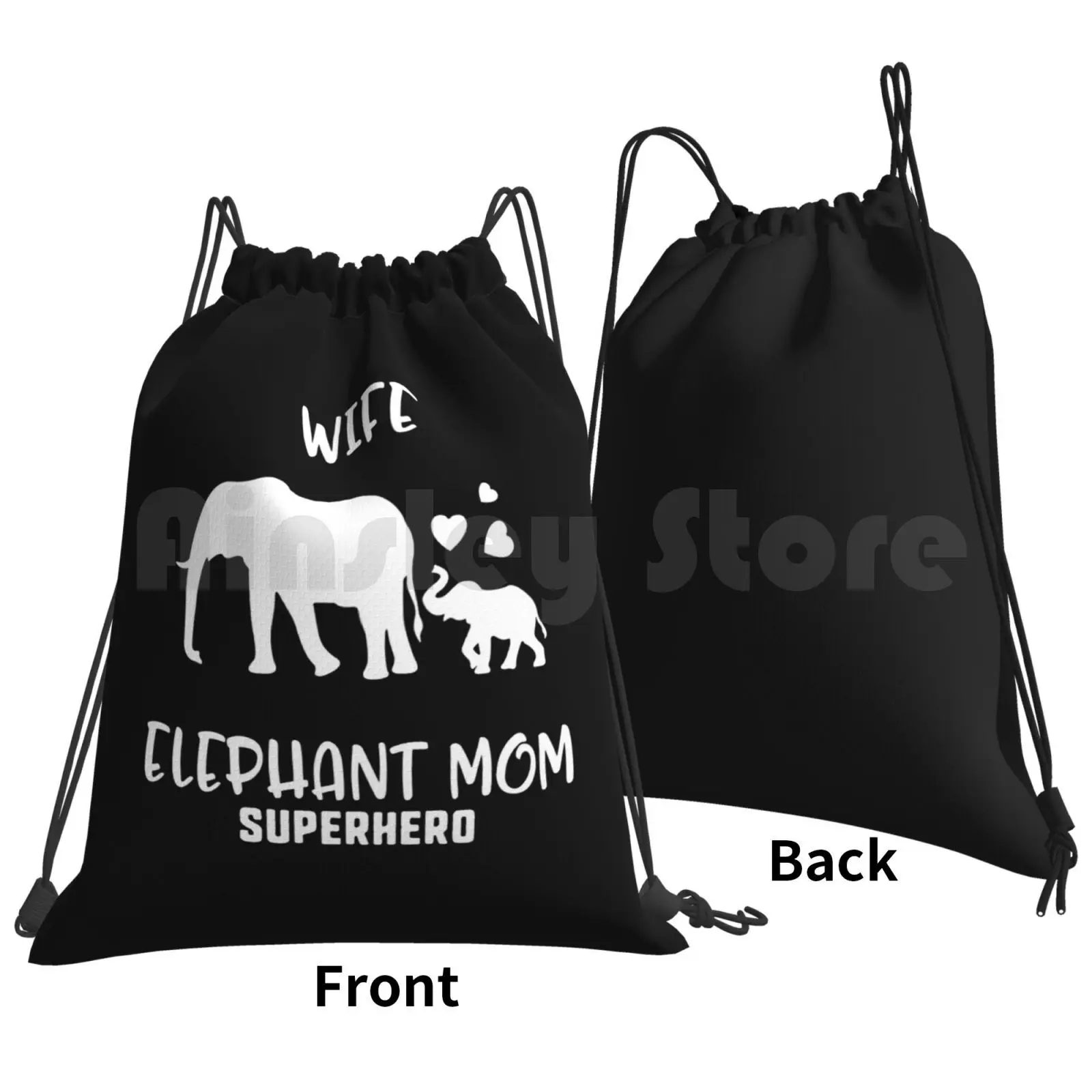 Wife Elephant Mom Superhero Elephant Backpack Drawstring Bag Riding Climbing Gym Bag Elephant Mothers Day Superhero Wife Mom