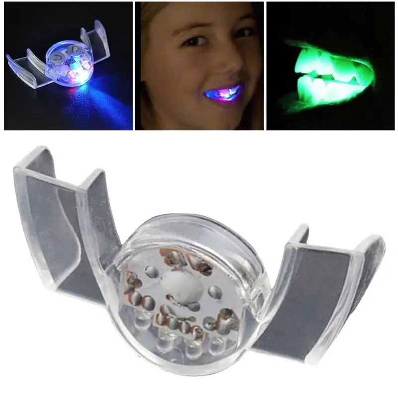 Pièce de support d'accolades clignotantes à LED, dents plonger oyantes, embout buccal de fête d'Halloween, cadeau de jouet de décompression de carnaval, nouveauté