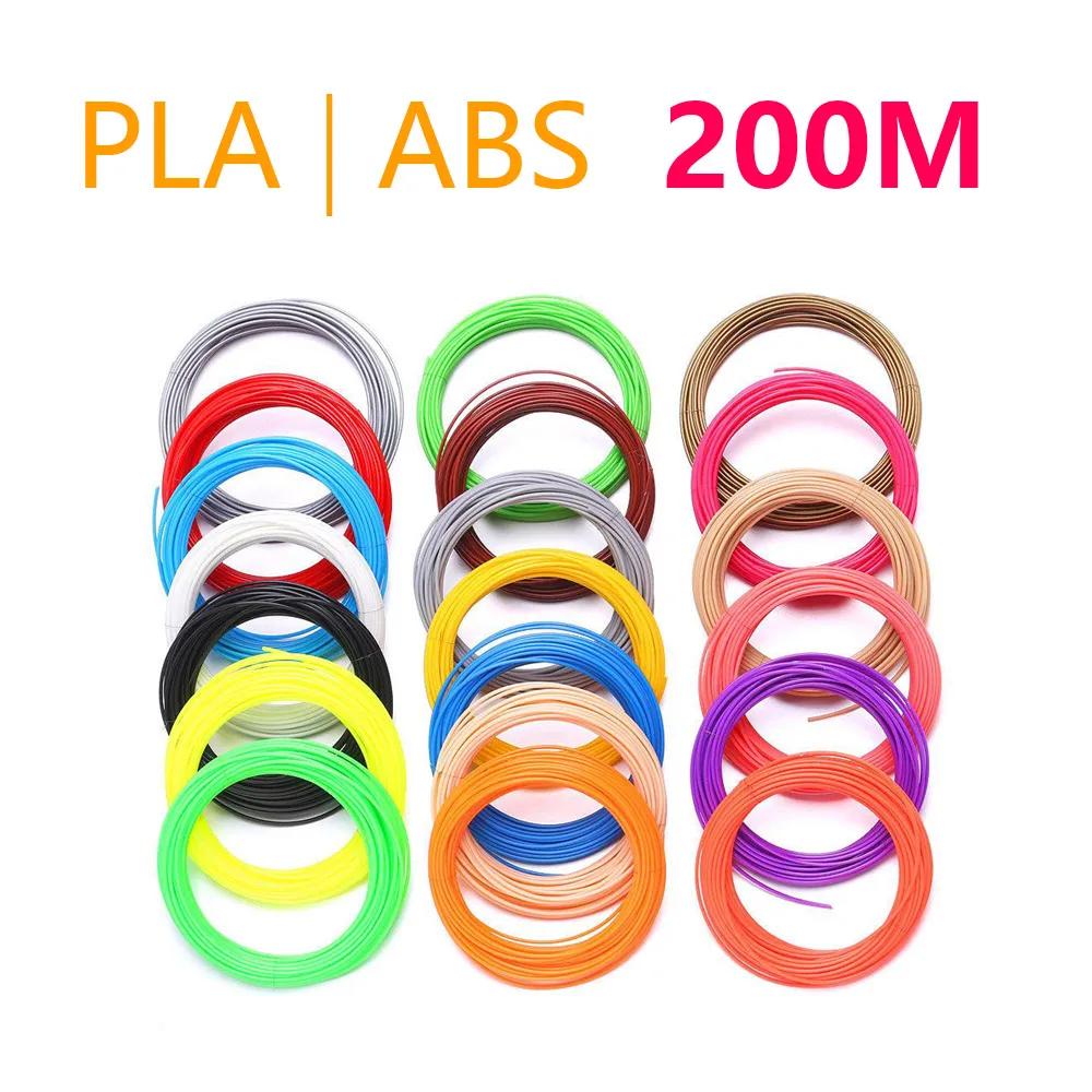 3d pen filament ABS/PLA 1.75mm 200m/100m 20color perfect 3d pens plastic Environmental safety plastic Birthday gift Lowest price