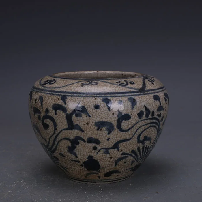 Rare Blue and white hand-painted three phoenix patterns  jar, antique porcelain, encircle chess jar