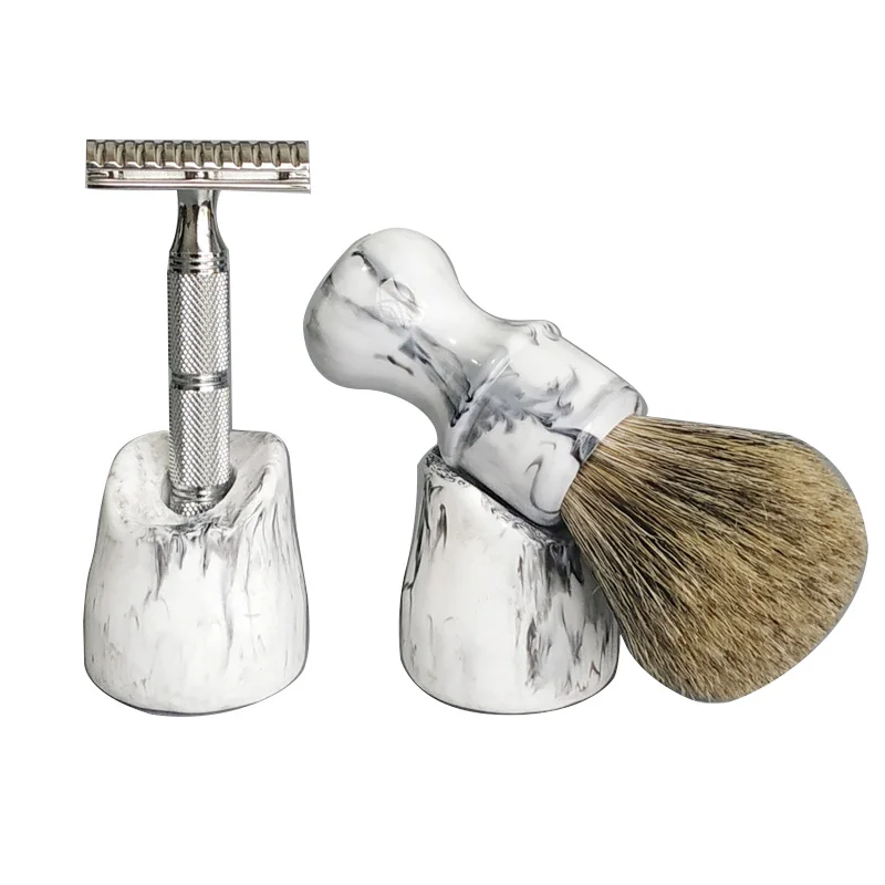 Dscosmetic landscape resin shaving brush stand for almost shaving brush and DE razor