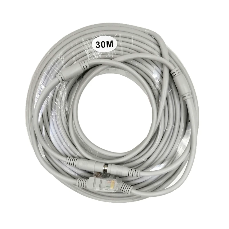 Cable CCTV Ethernet para sistema de vigilancia de cámaras IP, extensión de alimentación RJ45 + DC, 5M/10M/15M/20M/30M opcional, 2,1mm/5,5mm