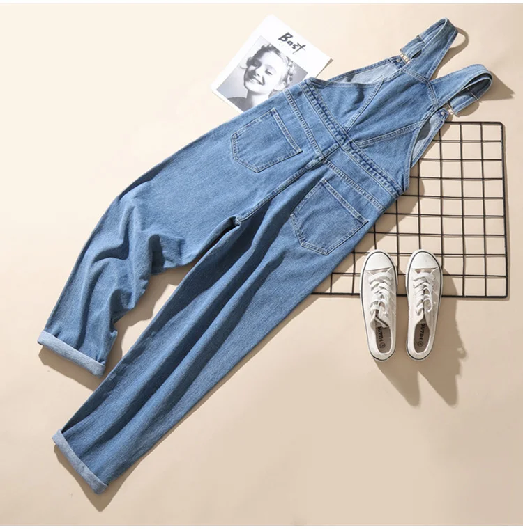 Herren Plus Size Denim Latzhose Klassische Cargo-Jeans mit Großen Taschen Lose Arbeitslatzhose Trägerhose Dunkel- und Hellblau – Detail 21