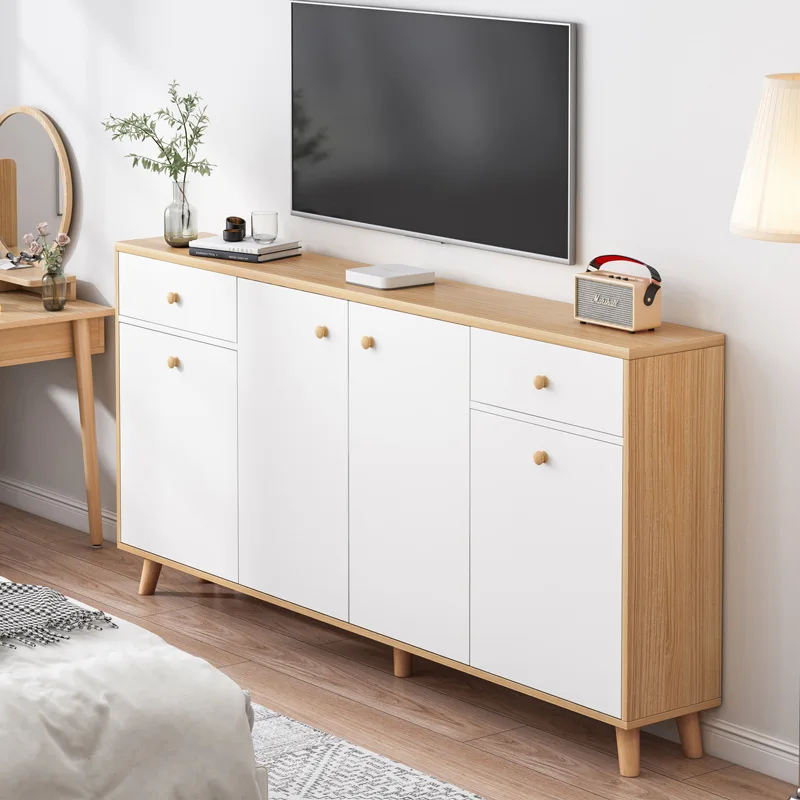 Bedroom TV Cabinet, Ultra-thin, High-profile, Simple Home Small Apartment, Nordic Style, Floor-to-wall Shelf, Economical