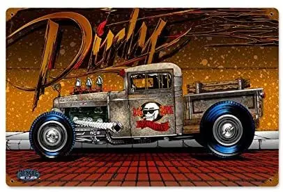 

Maizeco Metal Signs Retro Dirty Rat Rod 12 x 8 Inch Beer Bar Poster Home Garage Shop Man Cave Tin Sign Wall Decor