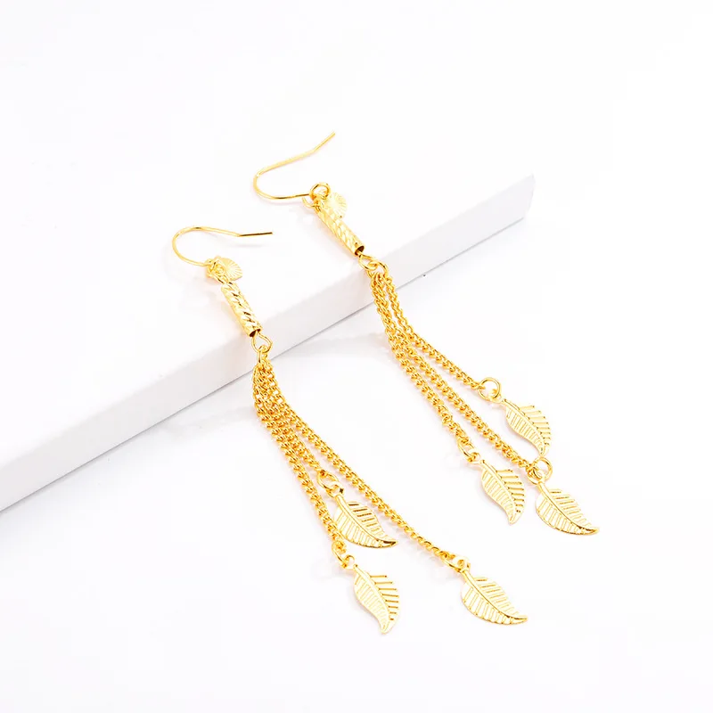 

Exquisite Hanging Long Tassel Earrings Gold 14K Drop Earring for Women's Wedding Engagement Jewelry for Girlfriend Birthday Gift